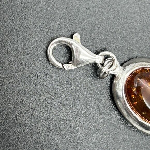 Baltic Amber 925 Sterling Silver Oval Bracelet 6.5” & Round Earrings 2pc Set - Picture 8 of 11